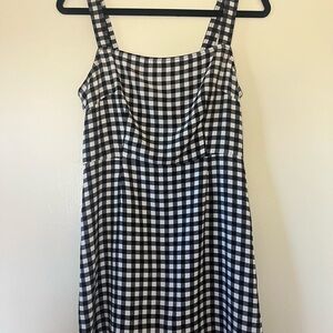 Nordstrom Black and White Gingham Midi Dress
